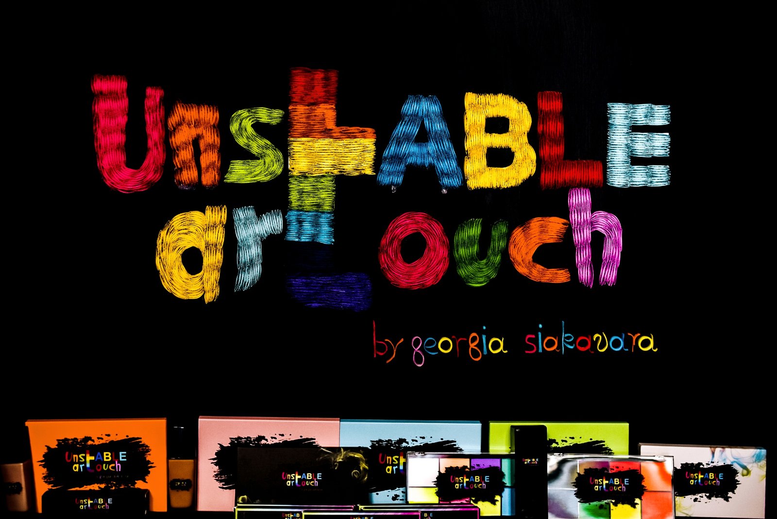Hand-embroidered UNSTABLE ARTOUCH brand sign above the beauty line