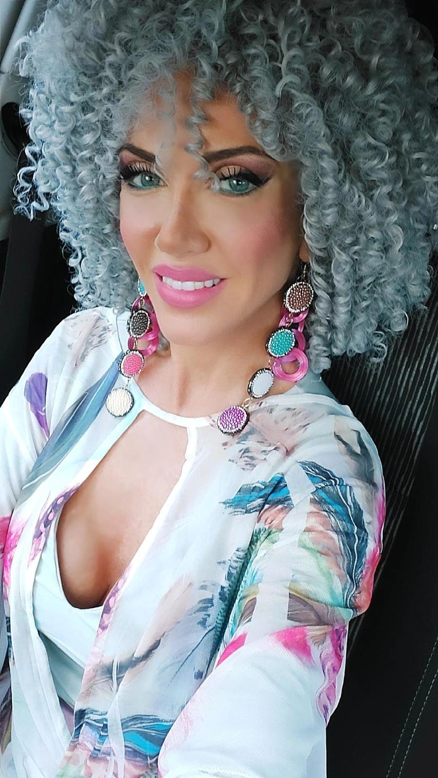 Silver curls with statement resin jewellery
