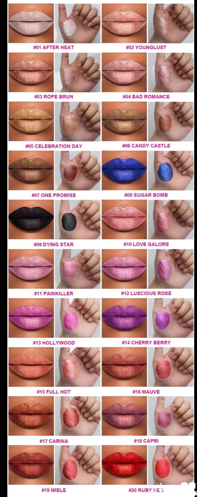 Metallic Lipstick — 20 Shades